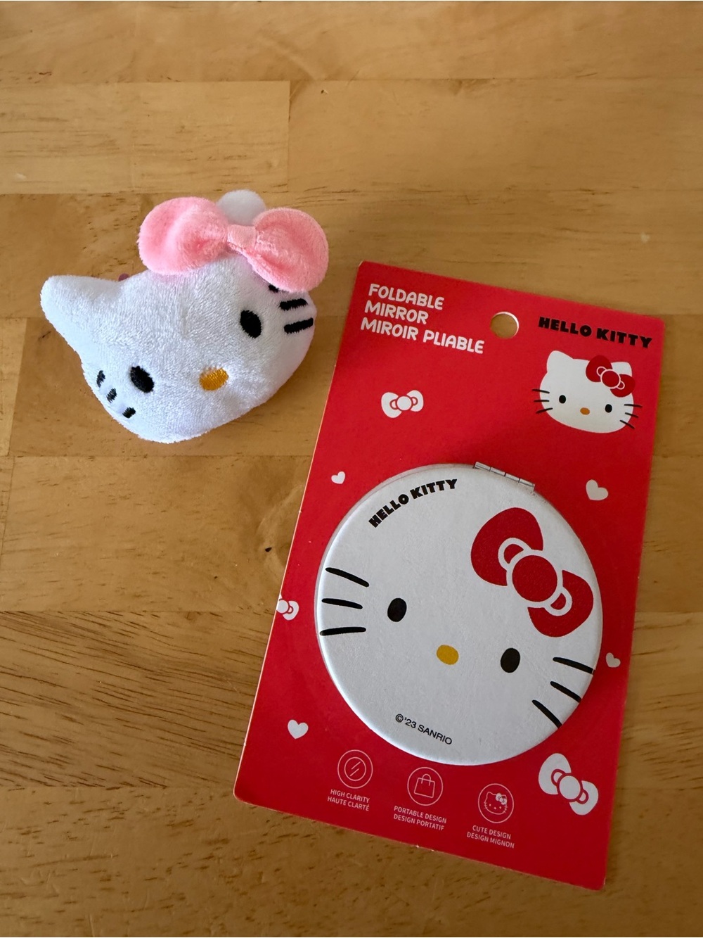 Hello Kitty Foldable Compact Mirror and Pin